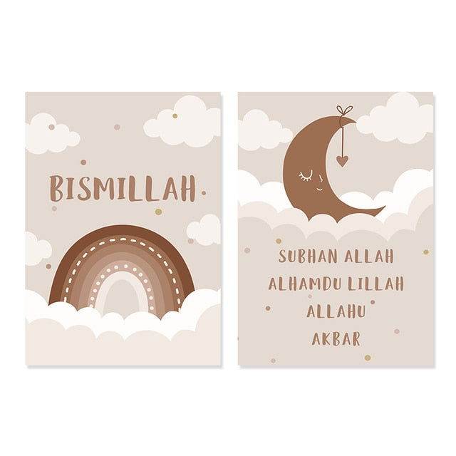Bismillah Moon Kids Nursery Islamic Posters Canvas - Islamic Gallery