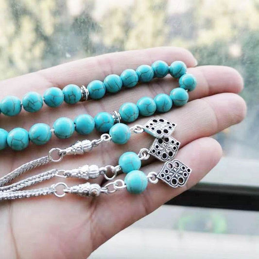 Synthesis Blue Turquois Stone Prayer Beads - Islamic Gallery