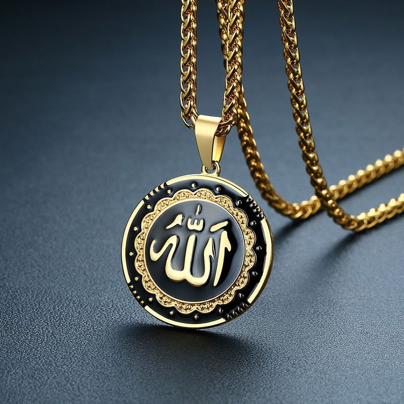 Allah Name Necklaces Gold Stainless Steel Jewelry - Islamic Gallery