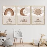 Allahu Akbar Moon Sun Rainbow Kids Canvas Print - Islamic Gallery