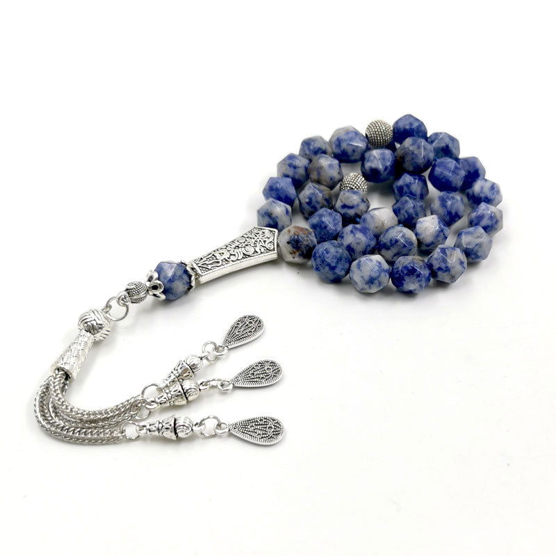 Jasper Diamond Blue Point Stone Prayer Beads - Islamic Gallery