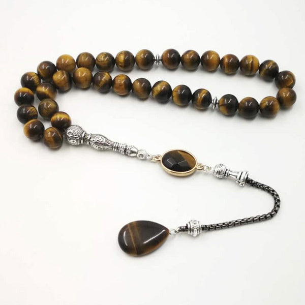 Natural Tiger Eye stone Prayer Beads - Islamic Gallery