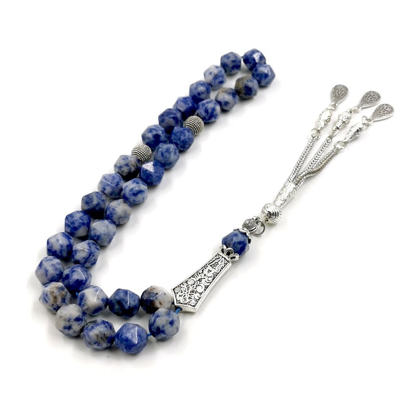 Jasper Diamond Blue Point Stone Prayer Beads