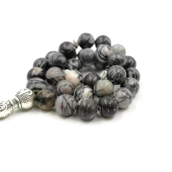 Natural Zebra Stone Prayer Beads