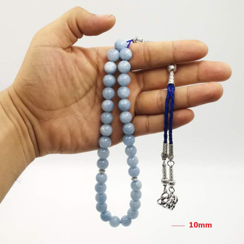 Natural Aquamarines stone Luxury Prayer Beads