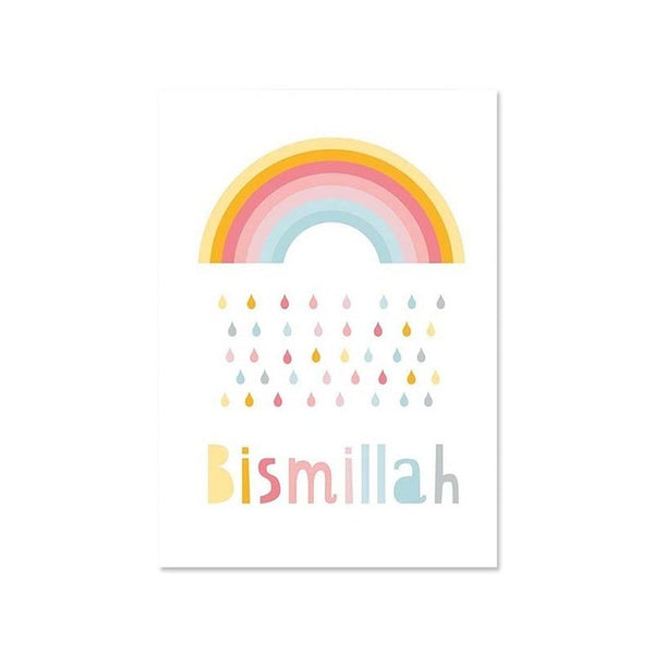 Bismillah Rainbow Cloud Islamic Kids Canvas